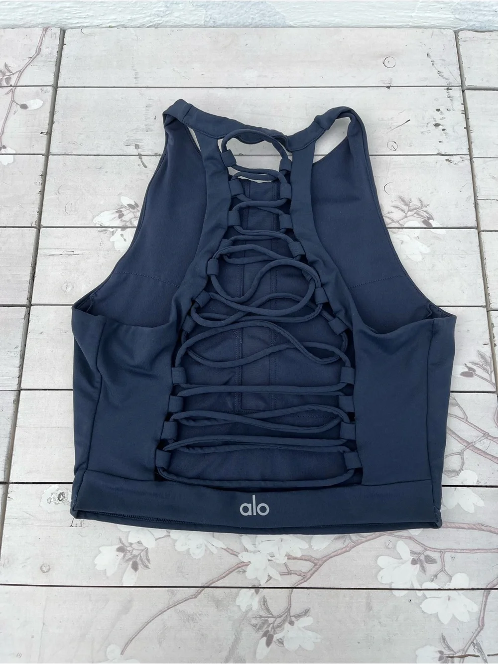 ALO Yoga Charcoal Gray Drawstring Waist Top